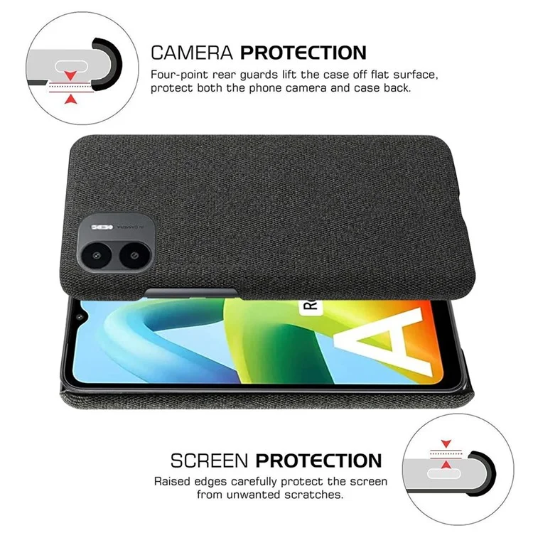 Étui à L'épreuve Des Chocs Pour Xiaomi Redmi A1 4G Textre Textre Anti-drop Téléphone Couleur de Protection du PC Hard PC - le Noir