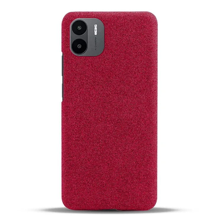 Shockproof Case for Xiaomi Redmi A1 4G / A2 4G Cloth Texture Anti-Drop Phone Case Solid Color Hard PC Protective Cover - Red