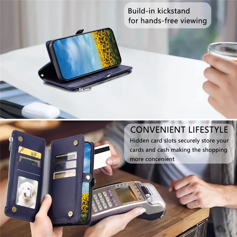 Für Samsung Galaxy S26 Edge Hülle TPU + PU-Leder Brieftasche Handyhülle mit Handgelenkband - Blau