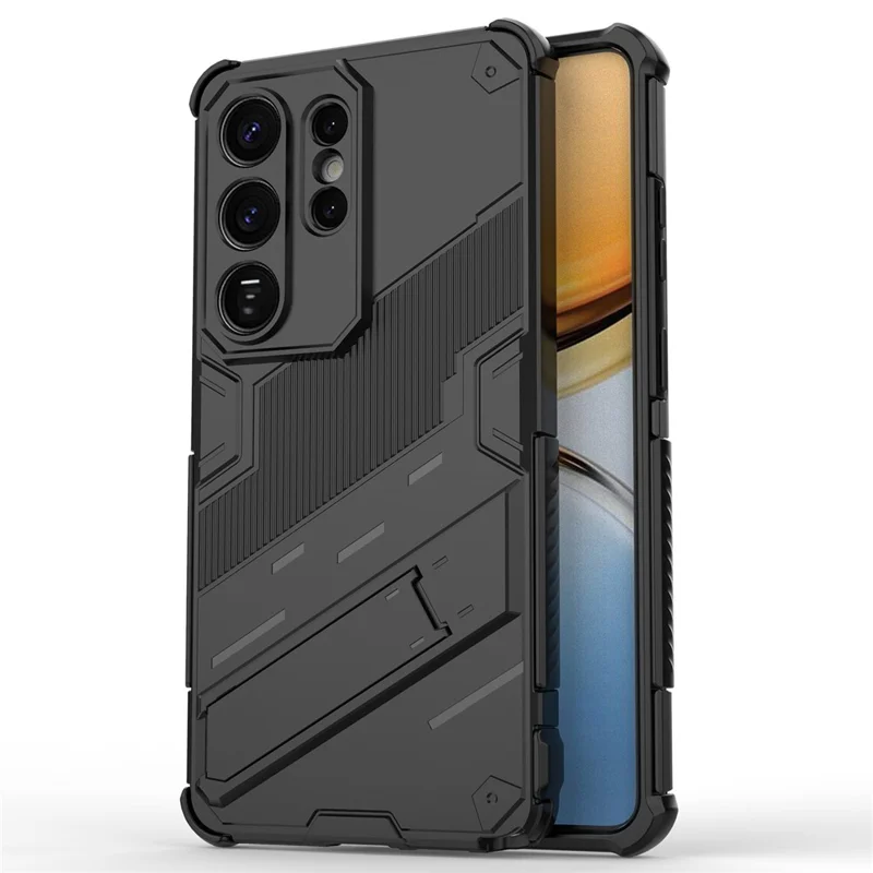 For Samsung Galaxy S26 Ultra Case PC + TPU Shockproof Phone Cover with Kickstand - Black