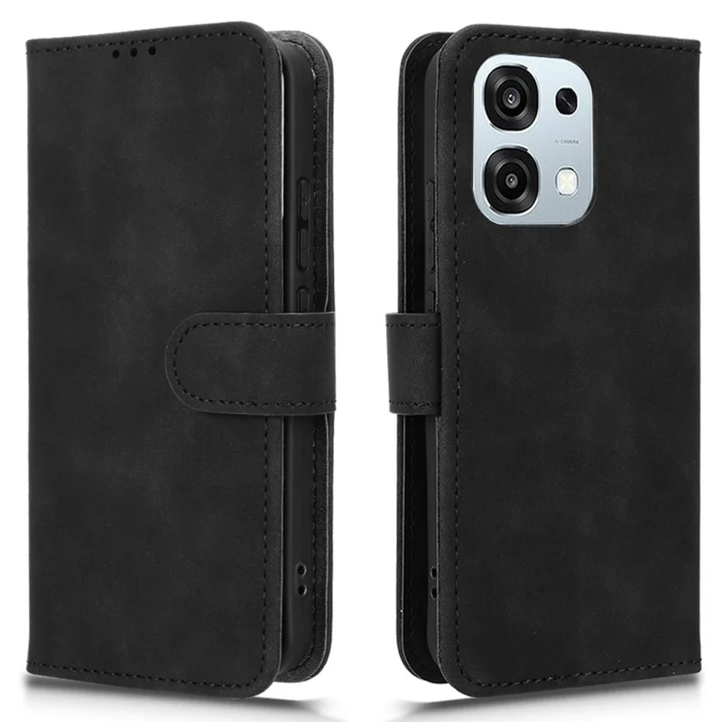 For Oppo A6 Pro 5G Leather Case Skin Feel Anti Drop Wallet Flip Phone Cover - Black