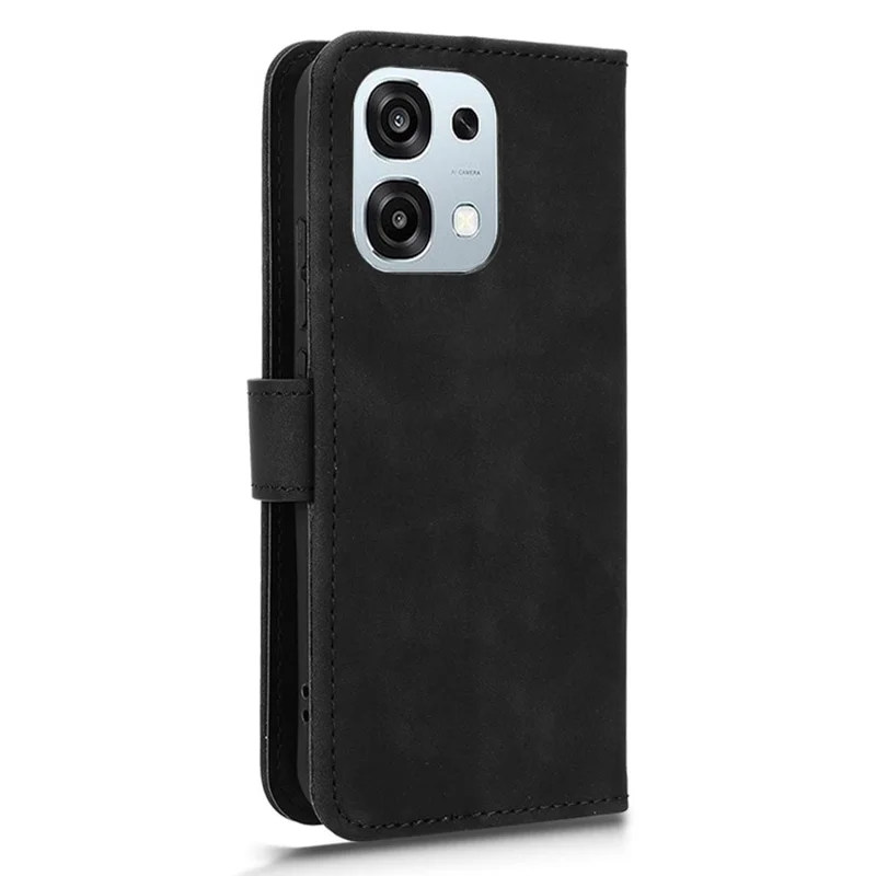 For Oppo A6 Pro 5G Leather Case Skin Feel Anti Drop Wallet Flip Phone Cover - Black