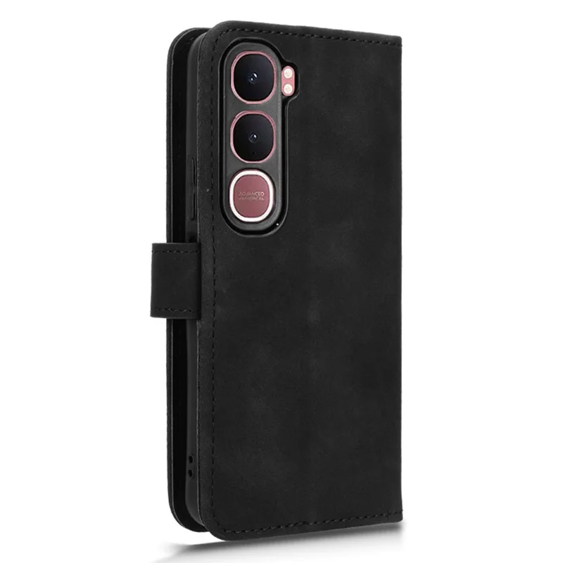 For vivo Y21d Leather Case Skin Feel Anti Drop Wallet Flip Phone Cover - Black
