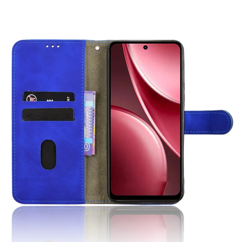 For vivo Y21d Leather Case Skin Feel Anti Drop Wallet Flip Phone Cover - Blue