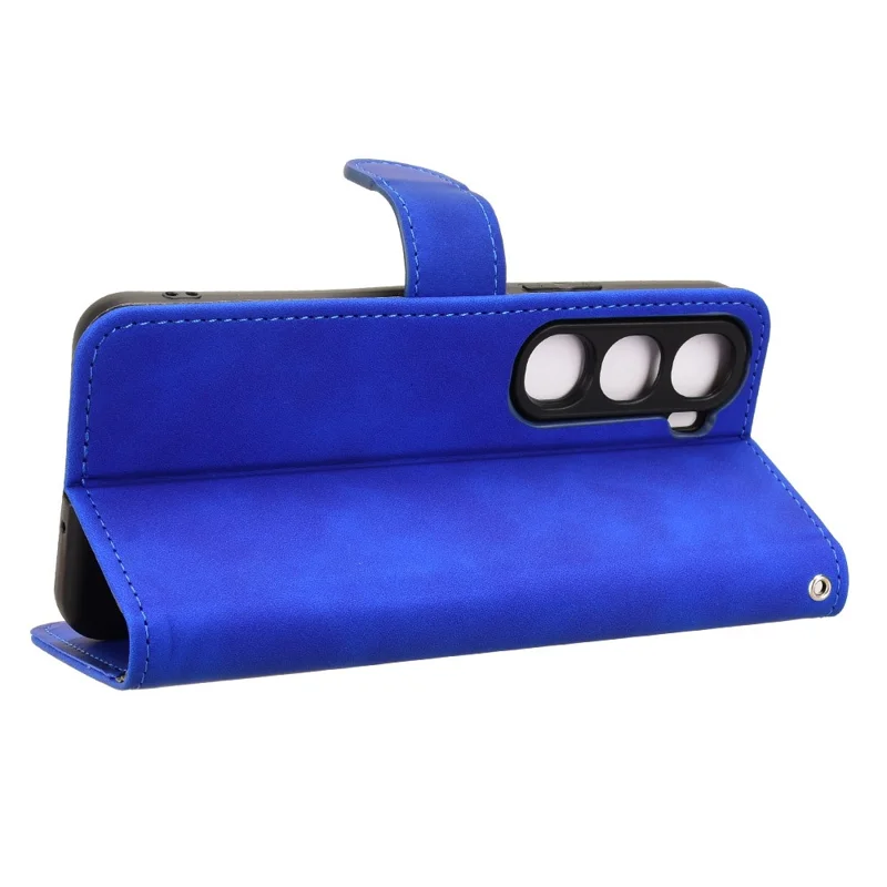 For vivo Y21d Leather Case Skin Feel Anti Drop Wallet Flip Phone Cover - Blue