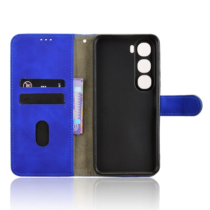 For vivo Y21d Leather Case Skin Feel Anti Drop Wallet Flip Phone Cover - Blue