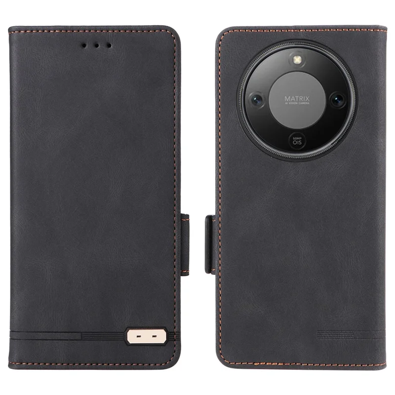 Para Honra X70 5G / Caso X9d 5G Carteira de Couro Flip Phone Cover com Decoração de Hardware - Preto