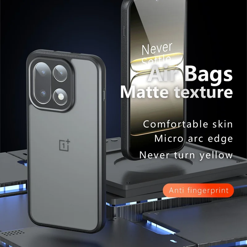 For OnePlus 15 5G Case Skin-Touch TPU + PC Matte Phone Back Cover, Transparent Black