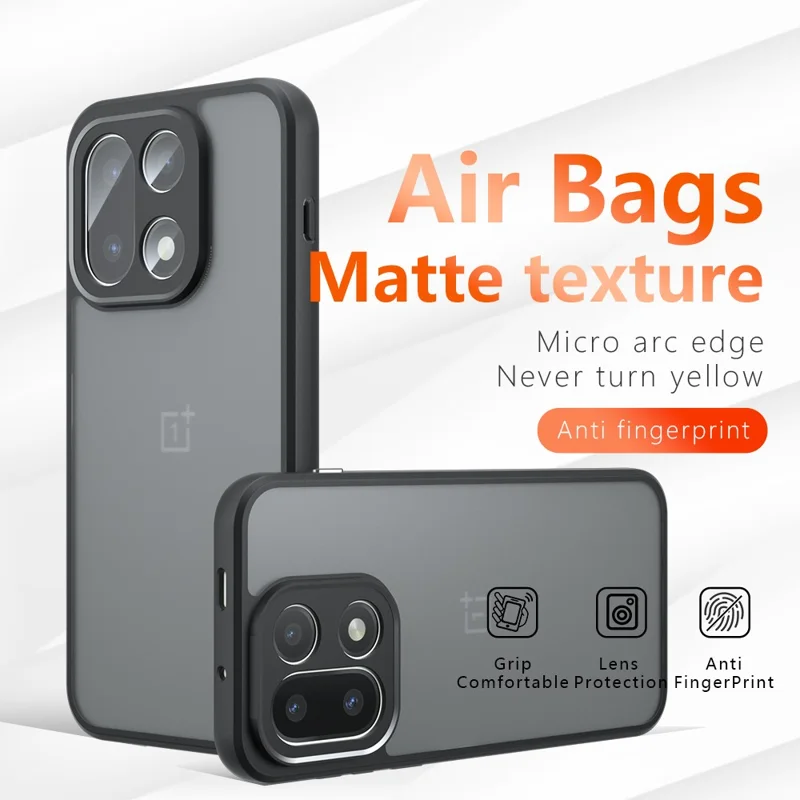 For OnePlus 15 5G Case Skin-Touch TPU + PC Matte Phone Back Cover, Transparent Black