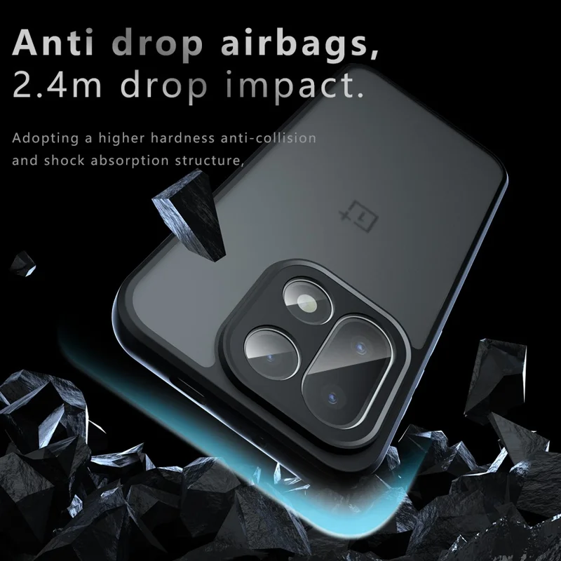 For OnePlus 15 5G Case Skin-Touch TPU + PC Matte Phone Back Cover, Transparent Black