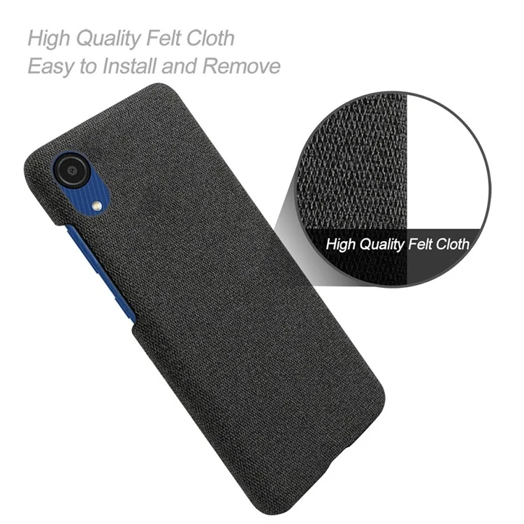 Для Samsung Galaxy A23e Antip-scratch Mobile Phore Shell Shell Solid Color Hard PC+Cloth Phone Cover - Черный