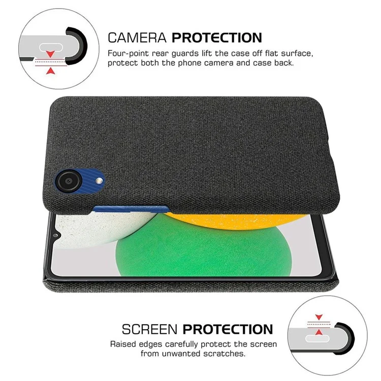 Для Samsung Galaxy A23e Antip-scratch Mobile Phore Shell Shell Solid Color Hard PC+Cloth Phone Cover - Черный