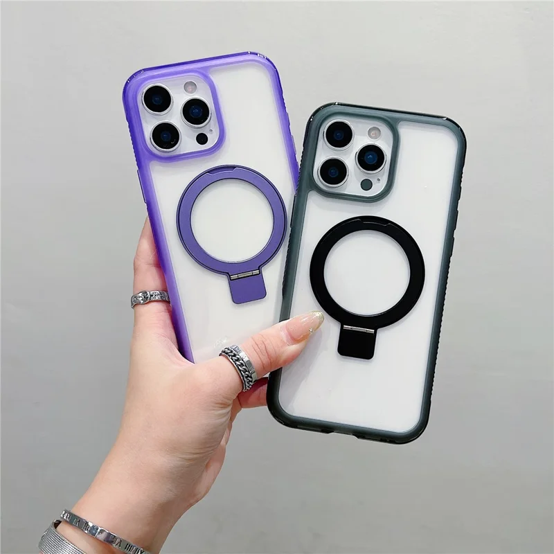 Étui iPhone 16 Pro compatible avec MagSafe Support intégré Coque arrière en TPU PC transparent - Rose