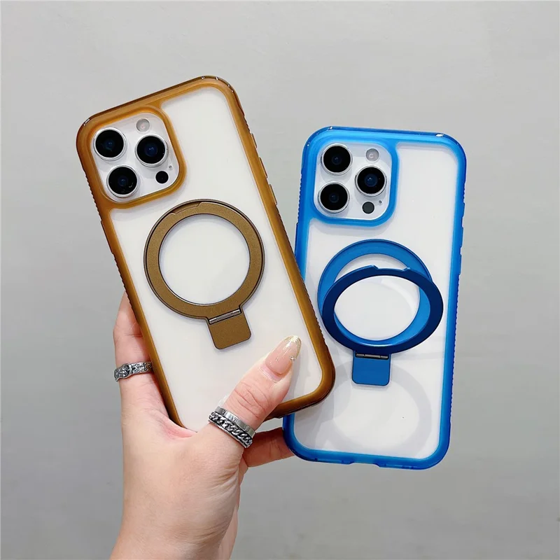 Étui iPhone 16 Pro compatible avec MagSafe Support intégré Coque arrière en TPU PC transparent - Rose