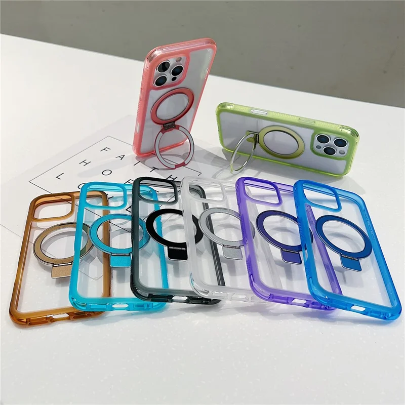 Étui iPhone 16 Pro compatible avec MagSafe Support intégré Coque arrière en TPU PC transparent - Rose