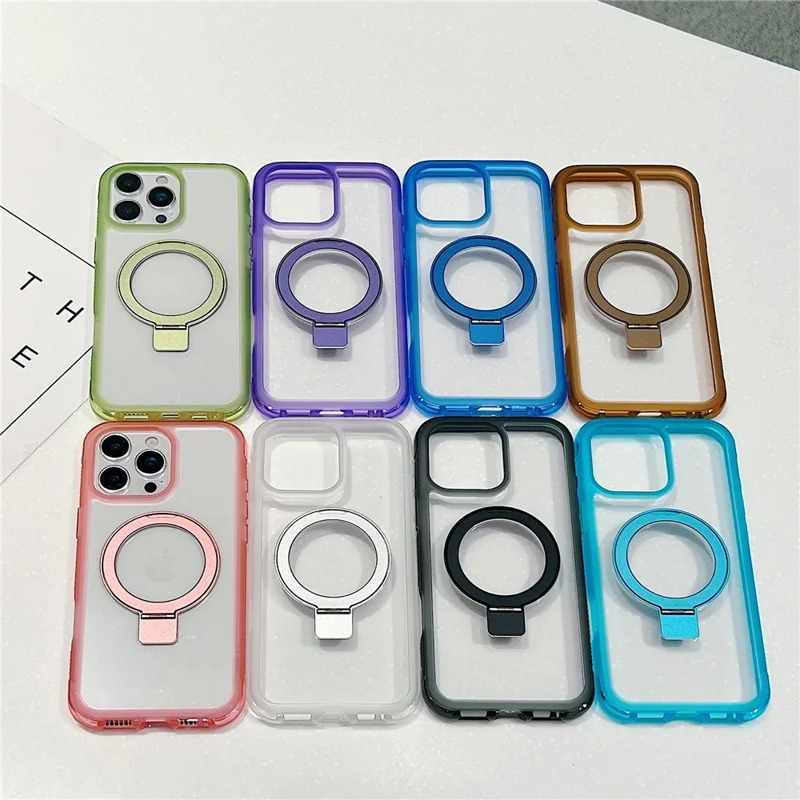 Étui iPhone 16 Pro Max Compatible avec MagSafe Kickstand Clear TPU PC Housse de téléphone - Rose