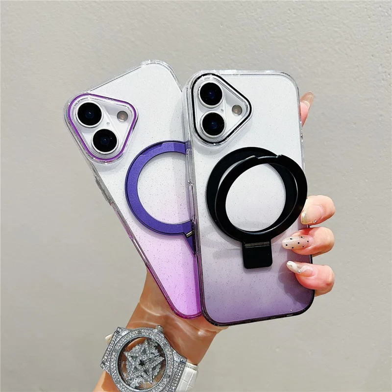 iPhone 17 Magnetische Hülle Ständer Gradient Transparent TPU Handyrückseite - Rosa