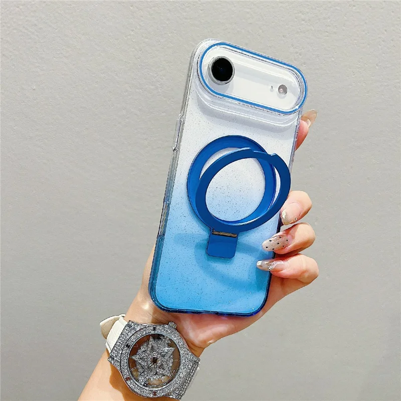iPhone Air Magnetische Hülle Ständer Gradient Transparent TPU Handyrückseite - Blau