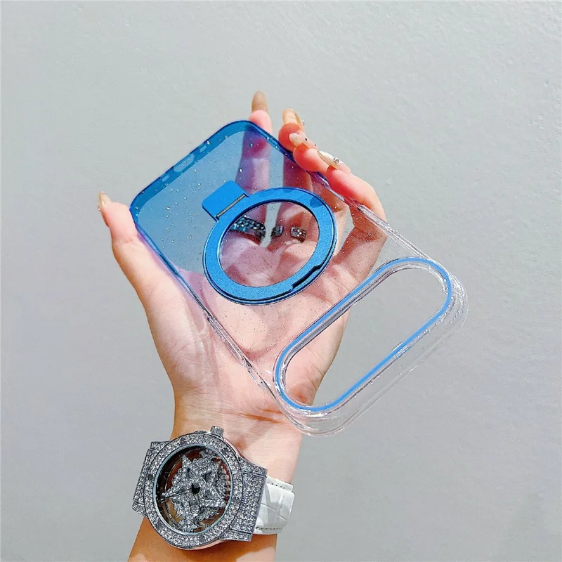 iPhone Air Magnetische Hülle Ständer Gradient Transparent TPU Handyrückseite - Blau