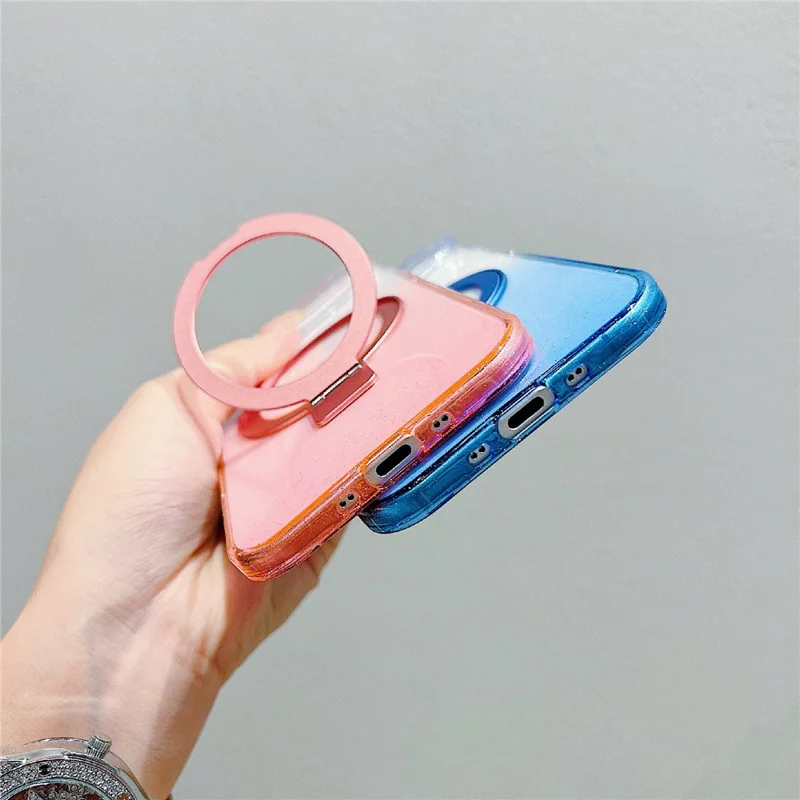 iPhone Air Magnetische Hülle Ständer Gradient Transparent TPU Handyrückseite - Blau