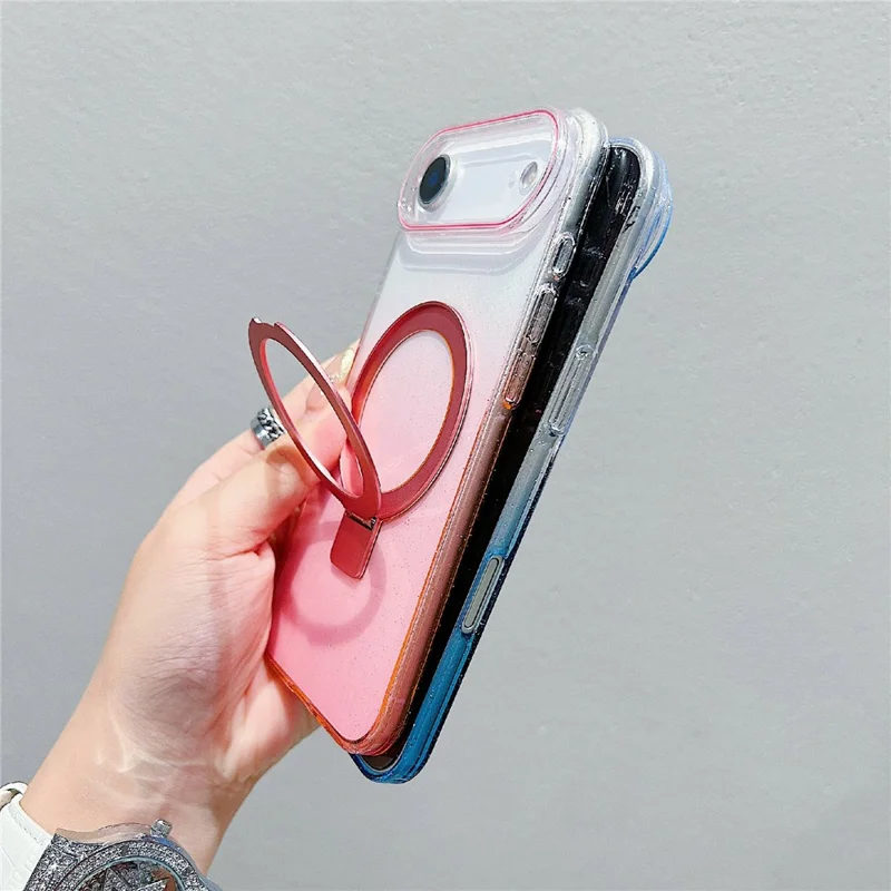 iPhone Air Magnetische Hülle Ständer Gradient Transparent TPU Handyrückseite - Blau
