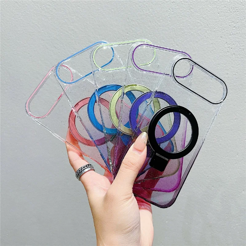 iPhone Air Magnetische Hülle Ständer Gradient Transparent TPU Handyrückseite - Blau