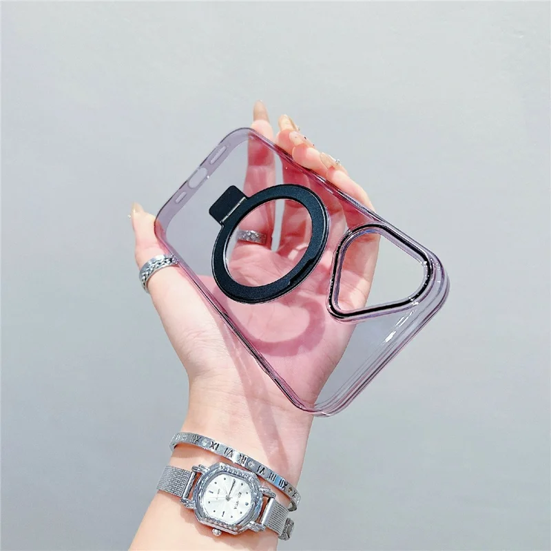 For iPhone 17 Magnetic Case Kickstand Clear TPU Phone Back Cover - Black