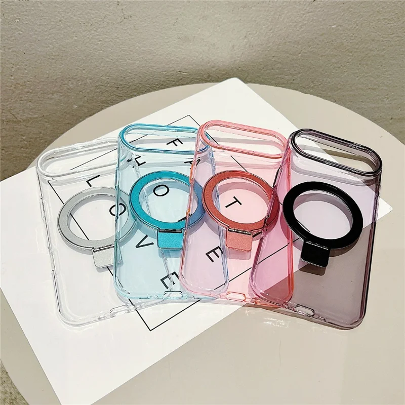 Чехол для iPhone Air Magnetic с подставкой, прозрачный TPU, розовый