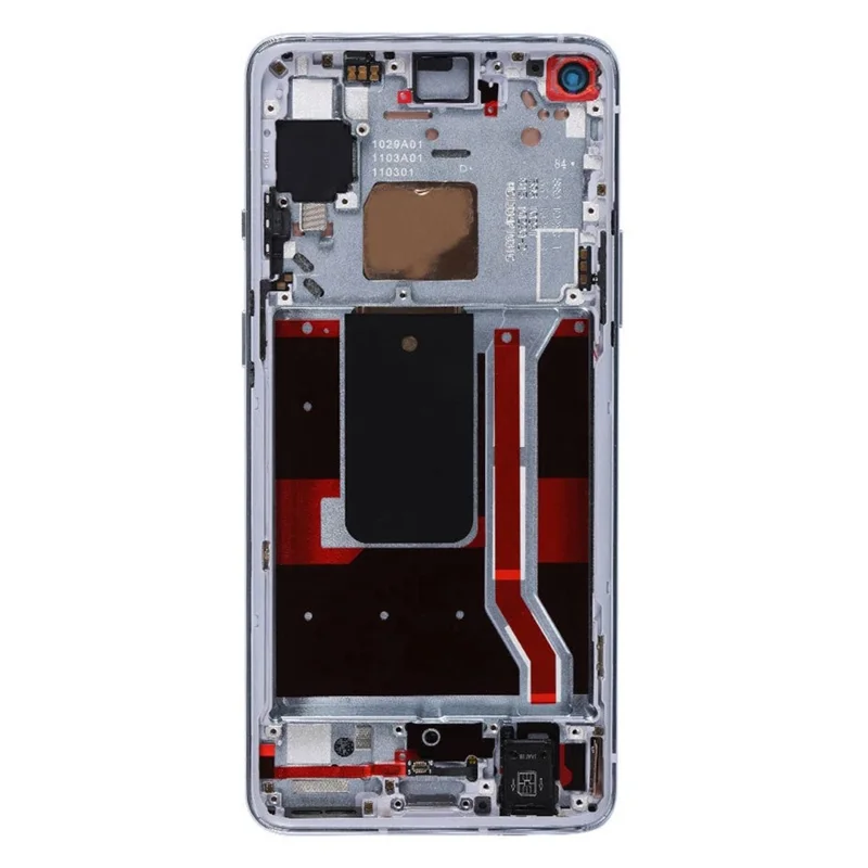 Zamienne oryginalne zestaw ekranu AMOLED S + cyfrowy + rama do OnePlus 8T KB2001 KB2000 KB2003 KB2005 (bez logotypu) - Srebrny
