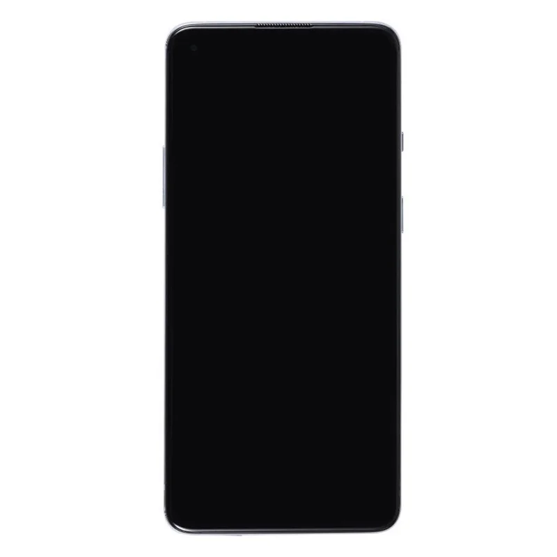 Zamienne oryginalne zestaw ekranu AMOLED S + cyfrowy + rama do OnePlus 8T KB2001 KB2000 KB2003 KB2005 (bez logotypu) - Srebrny