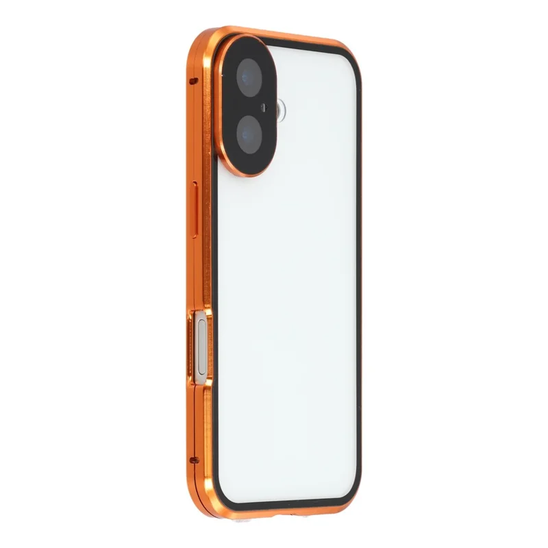 iPhone 17 Hülle Anti-Spion Doppelseitiges gehärtetes Glas + Magnetischer Metallrahmen Handyhülle - Orange