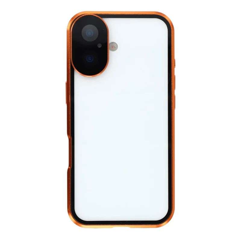 iPhone 17 Hülle Anti-Spion Doppelseitiges gehärtetes Glas + Magnetischer Metallrahmen Handyhülle - Orange