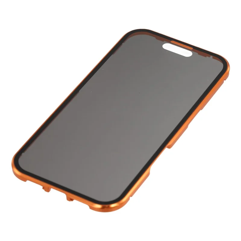iPhone 17 Hülle Anti-Spion Doppelseitiges gehärtetes Glas + Magnetischer Metallrahmen Handyhülle - Orange