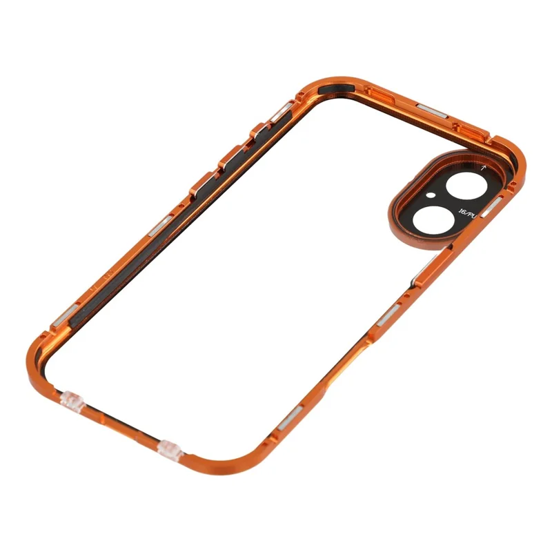 iPhone 17 Hülle Anti-Spion Doppelseitiges gehärtetes Glas + Magnetischer Metallrahmen Handyhülle - Orange