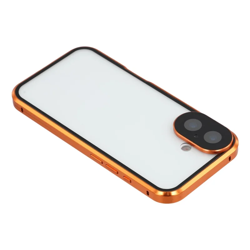 iPhone 17 Hülle Anti-Spion Doppelseitiges gehärtetes Glas + Magnetischer Metallrahmen Handyhülle - Orange