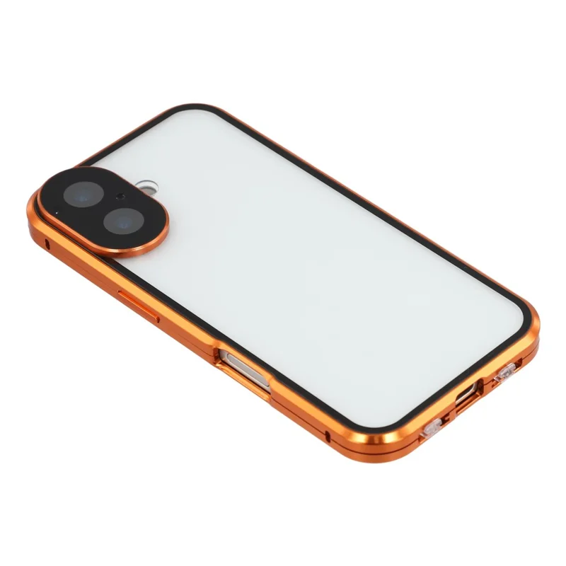 iPhone 17 Hülle Anti-Spion Doppelseitiges gehärtetes Glas + Magnetischer Metallrahmen Handyhülle - Orange