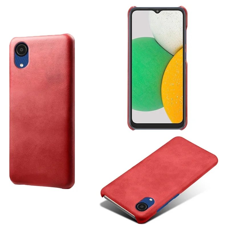 For Samsung Galaxy A23e Mobile Phone Cover Scratch-resistant Textured PU Leather Coated PC Phone Case - Red