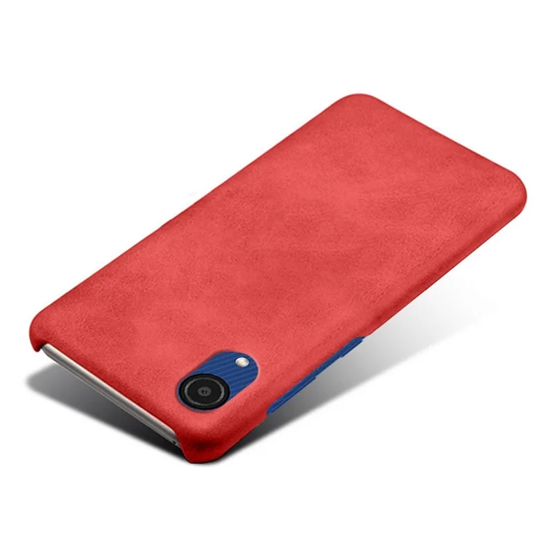 For Samsung Galaxy A23e Mobile Phone Cover Scratch-resistant Textured PU Leather Coated PC Phone Case - Red