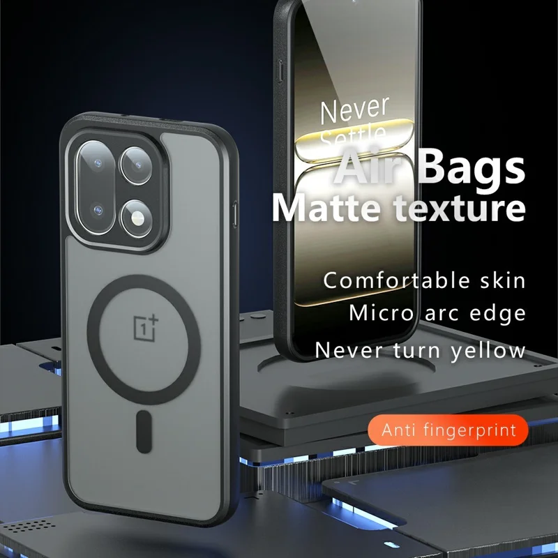 غطاء لهاتف OnePlus 15 5G متوافق مع MagSafe، غطاء واقي من مادة TPU + PC بنسيج مطفي وملمس ناعم