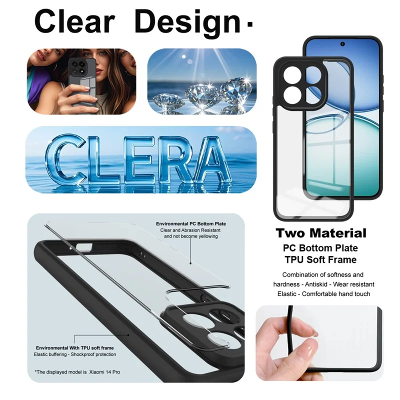 Seria IMAK UX-9A dla Xiaomi 15T, przezroczysta obudowa z TPU i PC, pokrywa telefonu z wzmocnionymi narożnikami