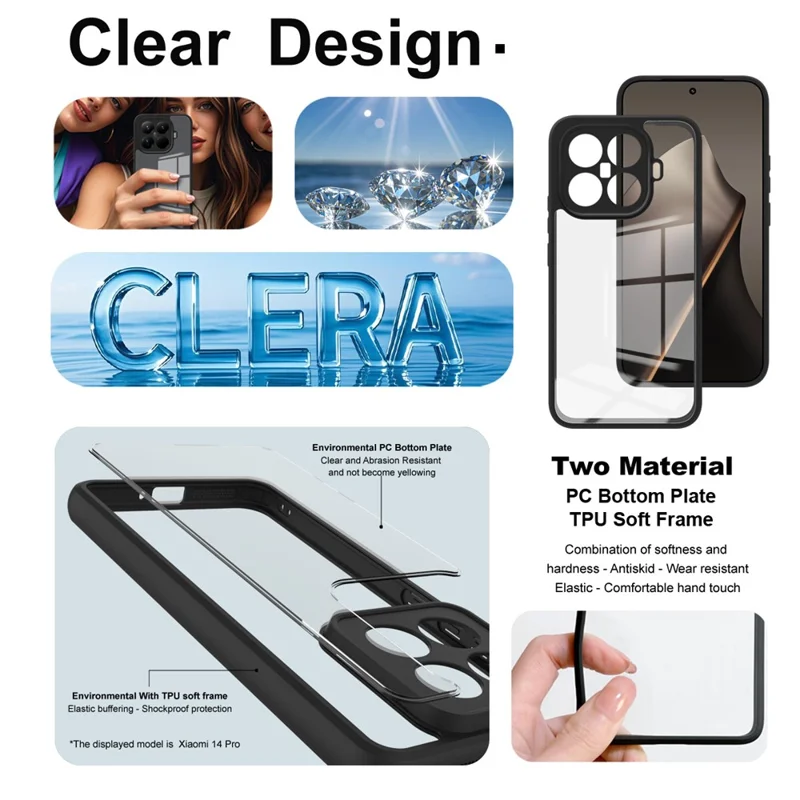 IMAK UX-9A Serie für Xiaomi 15T Pro Hülle Klare TPU PC Handyhülle mit verstärkten Ecken