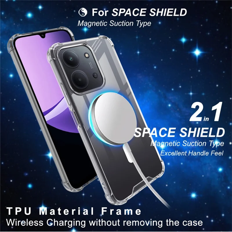 IMAK Clear Phone Case for Xiaomi Redmi 15C 4G (EU) (173mm) / 15C 5G (EU) (173mm) / Poco C85 4G (173mm) Shockproof PC TPU Cover Magnetic Case