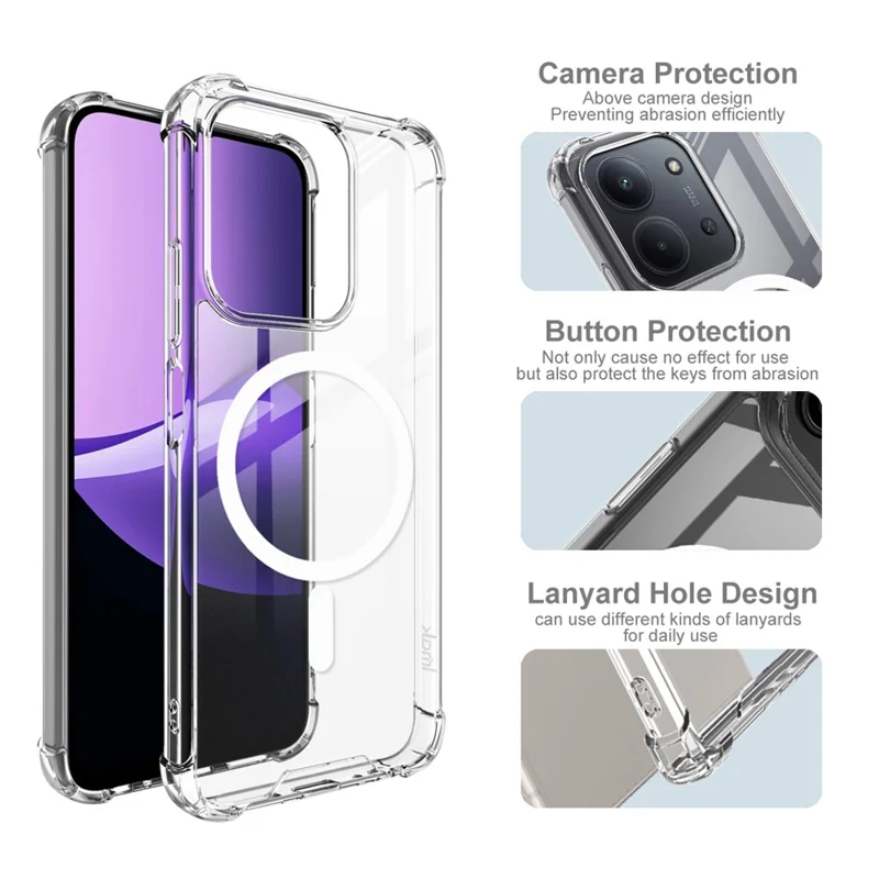 IMAK Clear Phone Case for Xiaomi Redmi 15C 4G (EU) (173mm) / 15C 5G (EU) (173mm) / Poco C85 4G (173mm) Shockproof PC TPU Cover Magnetic Case