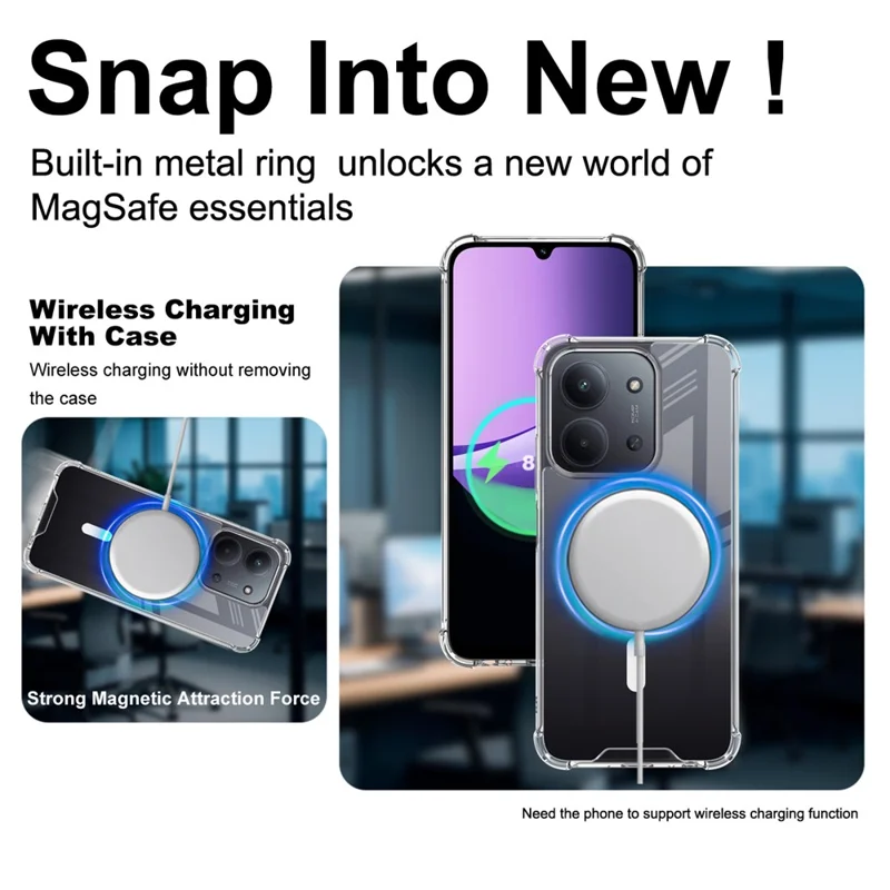 IMAK Clear Phone Case for Xiaomi Redmi 15C 4G (EU) (173mm) / 15C 5G (EU) (173mm) / Poco C85 4G (173mm) Shockproof PC TPU Cover Magnetic Case