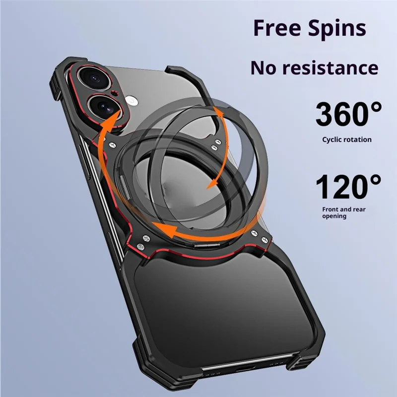 For iPhone 17 Case Kickstand Metal Bumper Magnetic Phone Cover - Black / Red