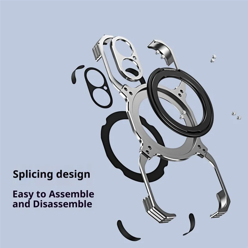 For iPhone 17 Case Kickstand Metal Bumper Magnetic Phone Cover - Black / Red