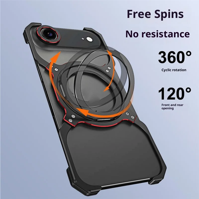 For iPhone Air Case Kickstand Metal Bumper Magnetic Phone Cover - Black / Purple