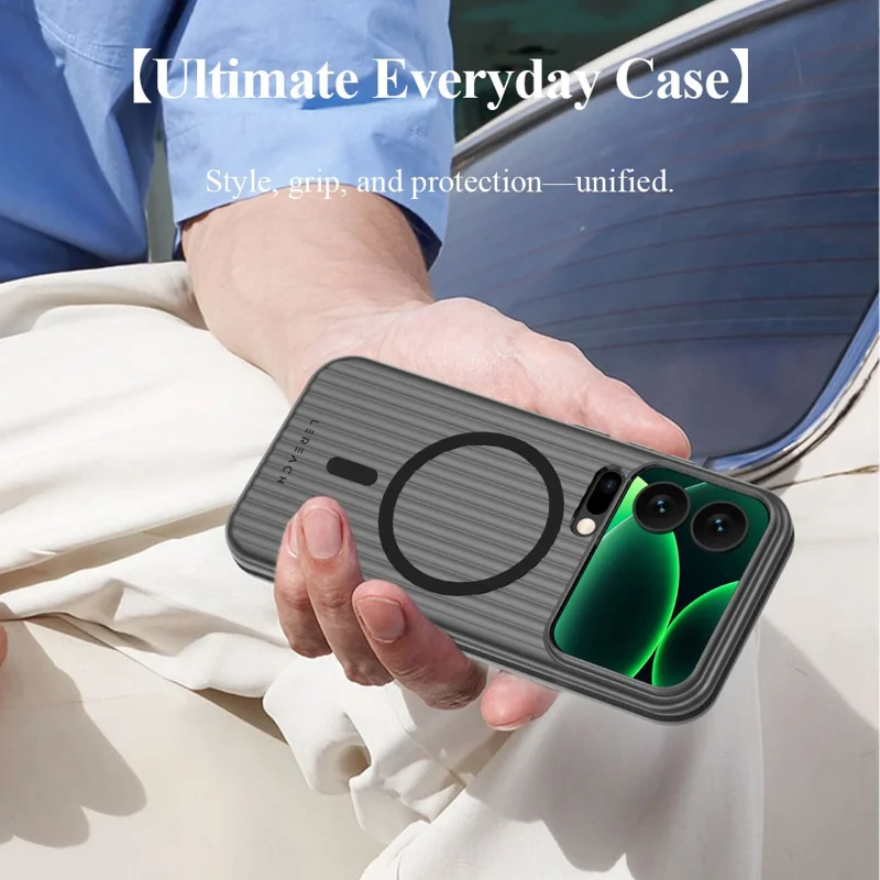 LEREACH TOC Series for Xiaomi 17 Pro Max Case Flowing Grid PC Phone Cover Magnetic Case - White