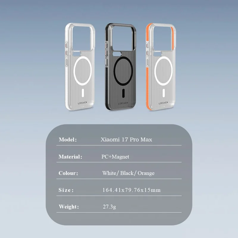 LEREACH TOC Series for Xiaomi 17 Pro Max Case Flowing Grid PC Phone Cover Magnetic Case - White