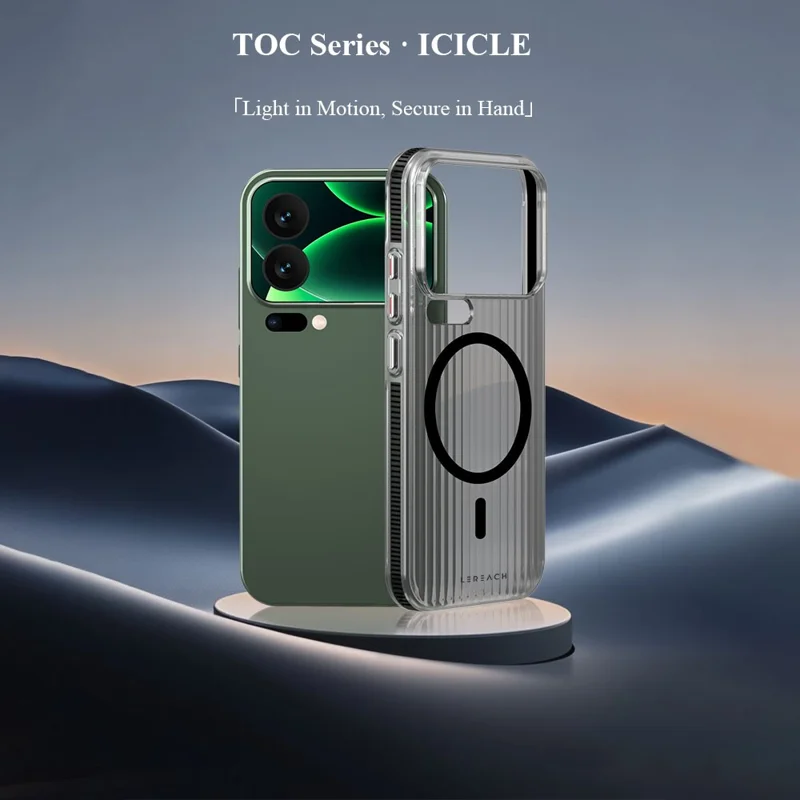 LEREACH TOC Series for Xiaomi 17 Pro Max Case Flowing Grid PC Phone Cover Magnetic Case - White